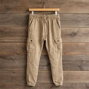 Abercrombie & Fitch Mens Cargo Jogger Pants Khaki Tan Size S Streetwear Utility